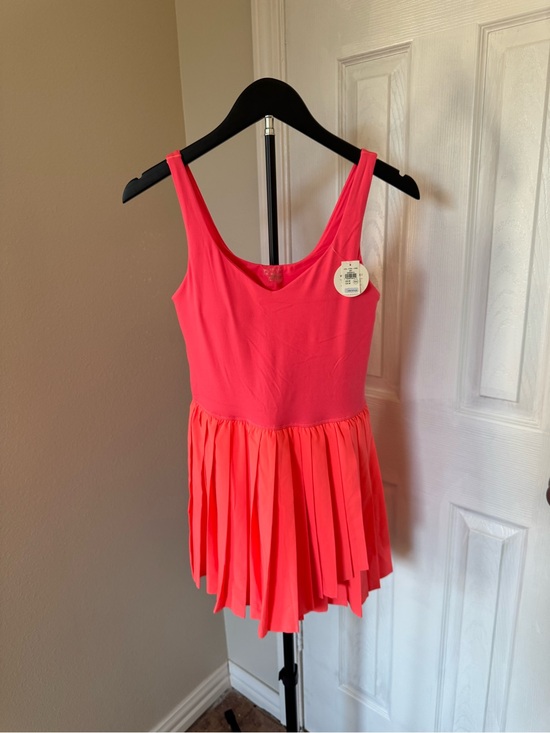 Offline Dresses & Skirts - Sleeveless Coral Pink Pleated Skater Dress